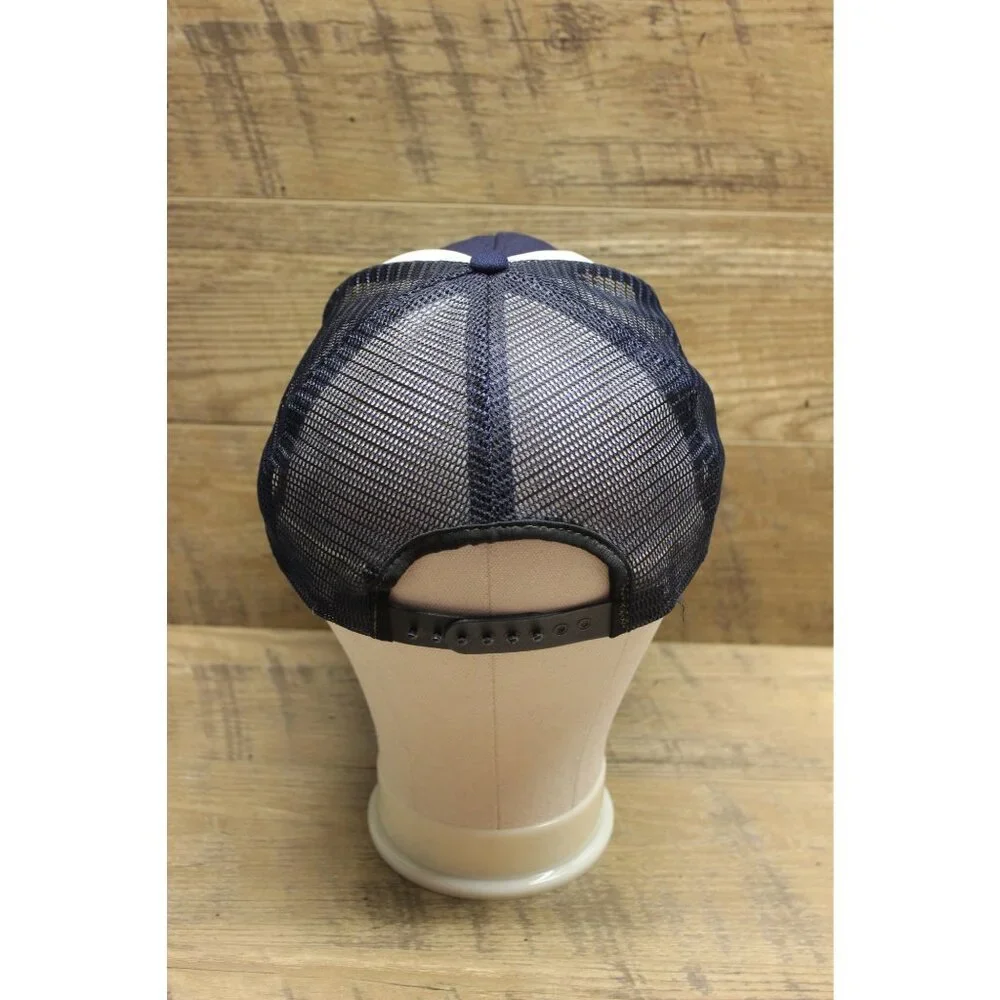 AJD Vintage Lucky Stripes Snapback Trucker Hat Size Large Chain‎ Stitch Knit